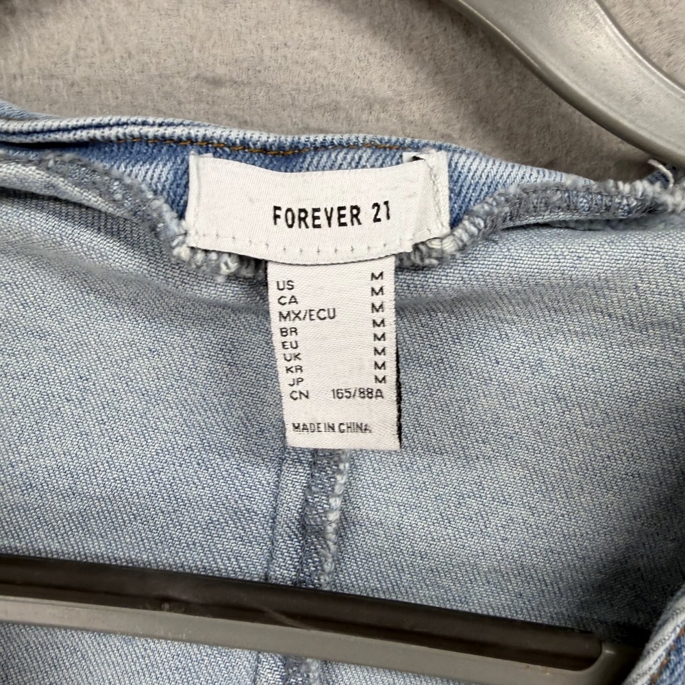 Forever 21 Vest Womens Medium Light Blue Denim Cropped Button Up Waistcoat Y2K - Picture 5 of 7